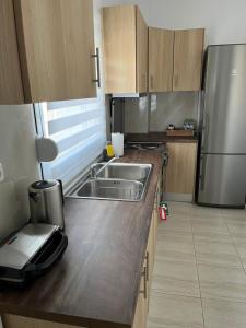 a kitchen with a sink and a refrigerator at ArtStay-Apartment in Orestiada +6 photos