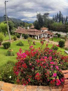 a garden with pink flowers in front of a building at Hotel Puntalarga PGB in Nobsa +22 photos