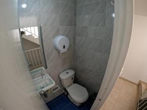 a small bathroom with a toilet and a mirror at Bacata Housing full in Bogotá +50 photos