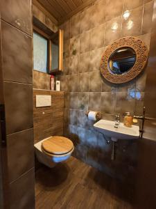 a bathroom with a toilet and a sink at Ferienhaus Sonnhügel - Stissen in Faak am See +71 photos