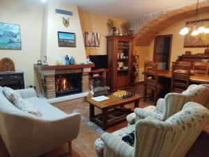 a living room with two couches and a fireplace at AVI PEP in Vilafant