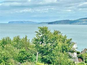 a view of a large body of water with trees at Island View in Benllech