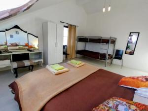 a bedroom with a large bed with two bunk beds at Madeira Native Motion Apartment in Ponta do Pargo +46 photos