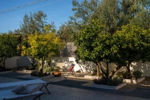 a patio with trees and a picnic table and chairs at CasaCeciliamare in Ortona