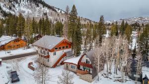 an aerial view of a house in the snow at Chalet at Brighton in Brighton