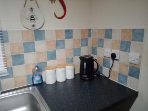 a counter top with a coffee maker and a blender at Noglas in Ammanford +14 photos