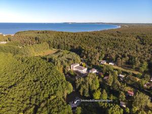 an aerial view of a house in the forest at Bienenhaus in Sassnitz