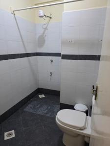 a bathroom with a toilet and a shower at Jay Homes - Modern & Cozy Apartments PGS Plaza - Nakuru CBD in Nakuru +26 photos