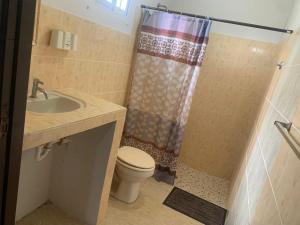 ein Badezimmer mit Dusche, Toilette und Waschbecken in der Unterkunft Apartamento Oderay in David + 6 Fotos