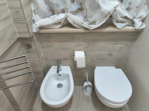 a small bathroom with a toilet and a sink at IN CENTRO apartments in Torre Maggiore