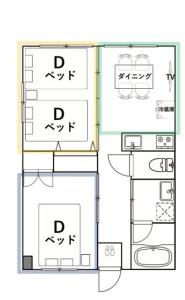 a floor plan of a small house with diagrams at カラハーイもとぶ 2-3 in Motobu +50 photos