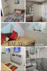 a collage of three pictures of a bedroom and a bed at Balai Staycation in Imus