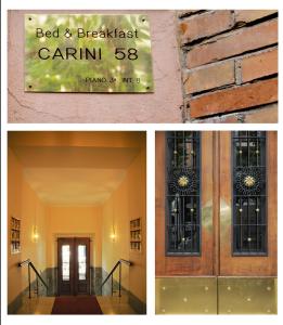 a collage of photos with a door and a sign at B&B Carini 58 in Rome