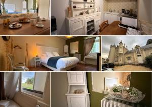 a collage of photos of a bedroom and a hotel at Studio Charmant au Château Leugny in La Celle-sous-Gouzon +31 photos