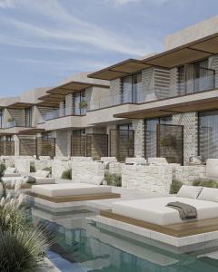 eine architektonische Darstellung eines Gebäudes mit Schwimmbad in der Unterkunft Okeanis Elysium in Daratso