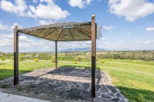 a pavilion with a straw roof on a field at Villa degli Olivi in Crespina