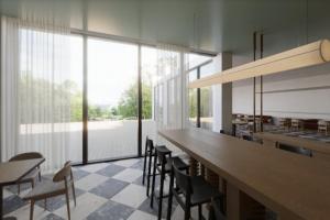 a dining room with a long table and chairs at DoubleTree by Hilton Wilkes-Barre in Wilkes-Barre
