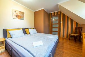 a bedroom with a large bed in a room at LAKE VIEW House in Mikołajki