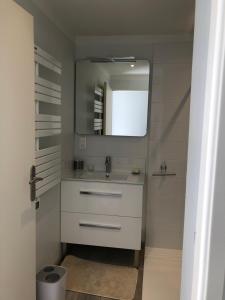 a bathroom with a sink and a mirror at 1 chambre indépendante dans maison in Tassin-la-Demi-Lune