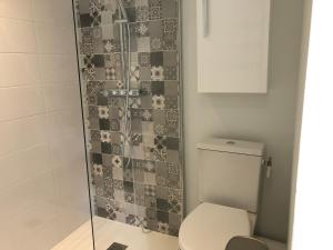 a bathroom with a toilet and a shower at 1 chambre indépendante dans maison in Tassin-la-Demi-Lune