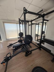 a room with a gym with several tread machines at Brickell 3A in Tigre