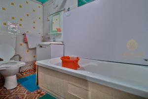 a bathroom with a bath tub and a toilet at Dolphin houseboat in Srinagar +28 photos
