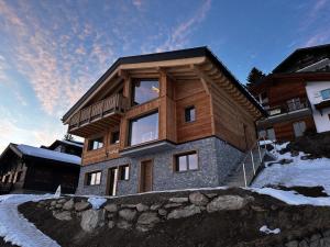a house on a hill in the snow at Chalet Sofia in Bettmeralp