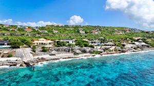 an aerial view of a beach with houses and the ocean at Villa Flores Corales 84 - Coral Estate in Willibrordus