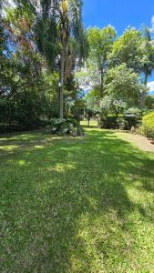 a park with a palm tree in the grass at Casa Refugio in Paso de la Patria +7 photos