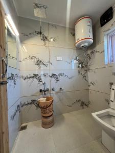 a bathroom with a toilet and a sink at D’SHIEKHS RESORT GUREZ in Kanzalwan