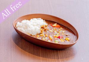 a bowl of rice and a bowl of food at Anshin oyado Tokyo Man Akihabara in Tokyo
