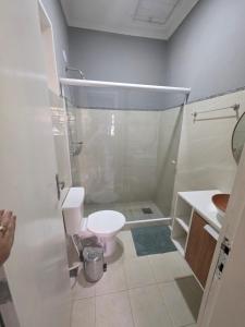 a bathroom with a shower and a toilet in it at Sitio Mangalarga in Araras Petropolis +9 photos