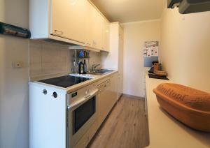 eine Küche mit einer Spüle und einem Herd Top-Backofen in der Unterkunft Fietje 206 - Hohen Wieschendorf in Hohen Wieschendorf