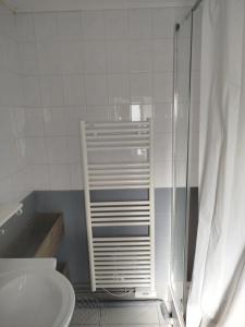 a bathroom with a shower and a toilet and a sink at Maison vue sur Cher in Bruère-Allichamps