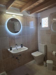 a bathroom with a sink and a toilet and a mirror at Divine Island Escape in Kini +14 photos