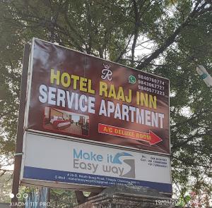 a sign for a hotel ramanian service appliance appointment at Hotel Raaj Inn Service Apartment in Chennai