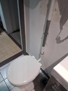a bathroom with a white toilet in a stall at JCFORTMAHON in Fort-Mahon-Plage
