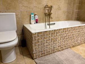 a bathroom with a bath tub and a toilet at Purerest Entire Private Villa in Athens +11 photos