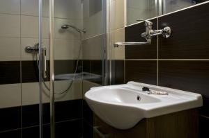 a bathroom with a sink and a shower at Chaty Jasná in Demanovska Dolina