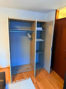 a closet with a glass door in a room at Freudenstadt City Apartment in Freudenstadt