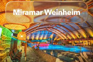 a view of a water park with the words miramar waterfall at 4easy Unterkünfte in Unterflockenbach