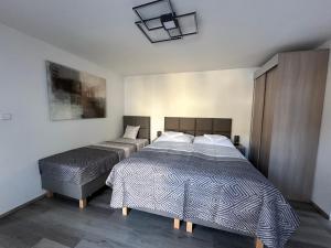 a bedroom with two beds in a room at Apartmány Krymlov in Oleška