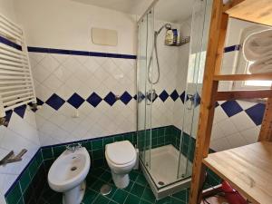 a bathroom with a toilet and a sink and a shower at Bell' Antonio Sea View in Minori