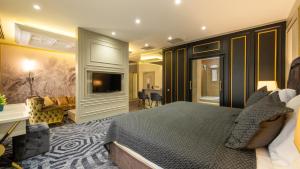 a bedroom with a bed and a television in it at Teymur Continental Hotel in Gaziantep