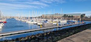 a group of boats docked in a harbor at Ma Belle Lana, Chantereyne Marina in Cherbourg en Cotentin