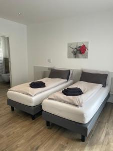 two beds sitting next to each other in a room at Cà Marasciol in Villa di Tirano