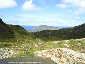 a view of the ocean from mountain goat camp on the sacred cliff at Rural Donegal cottage near sandy beaches in Clonmany