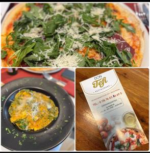 a collage of three different pictures of a pizza at Hotel Tristan Grün in Rheine +23 photos