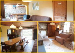 two pictures of a living room and a dining room at Gîte de la chanal 07 in Villevocance