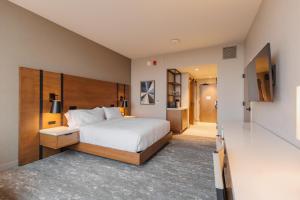 a bedroom with a large bed and a television at Highpoint Hotel in Sioux Falls +187 photos